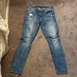 MOTHER The Looker Distressed Blue Jeans